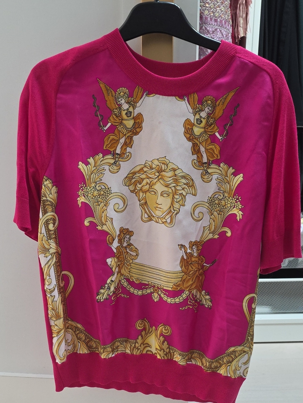Versace Knit Sweater Medusa Renaissance Print Sz 40